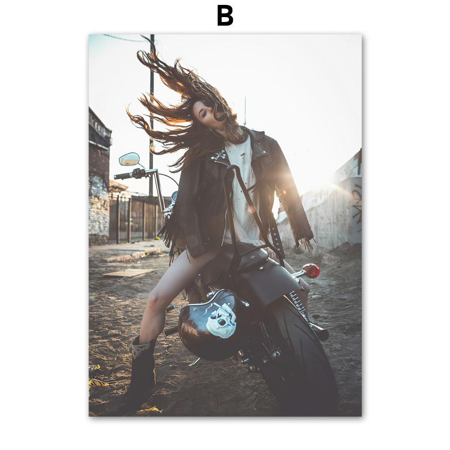 

Настенная живопись на холсте, модная классическая мотоциклетная девушка, рыцарь, постеры на скандинавскую тему и принты, настенные панно для декора гостиной 40X60 cm No Framed