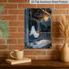 2D Flat, 1pc Decorative Sign & Plaque, Halloween Cartoon Ghost Swing Aluminum Sign, Halloween Wall Decor for Haunted House, Party, Home, Bathroom