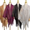 Fashion Tassel Patchwork Women Tulle Shawl V-Neck Cardigans Hollow Summer Scarf Mantilla Lace Veil Party