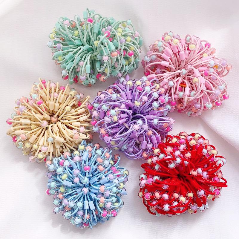 

20 Pcs/Lot Girls Colorful Beads Hair Bands Nylon Elastic Rubber Band Children DIY Ponytail Holder Scrunchies Kids Accessories