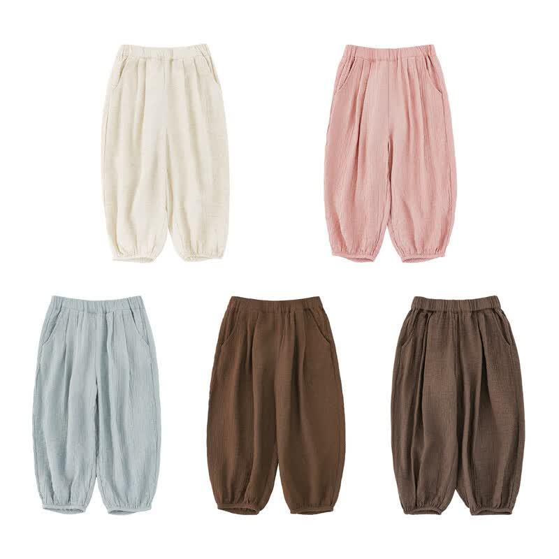 Yoyou Girls' Summer Lightweight Anti-Mosquito Cropped Lantern Pants