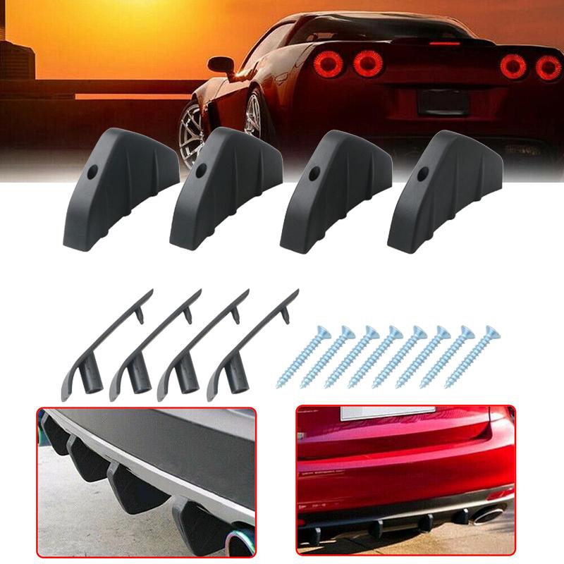 Universal 4 Pcs Car Black Rear Lower Bumper Lip Diffuser Trim Caps Cover for Honda Dodge Ford Toyota Exterior Accessories