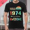 Classic Vintage Born in 1974 Retro 70s Style Birthday Year Tshirt Men Women Unisex T Shirt Streetwear Comfort Summer Cotton Tee