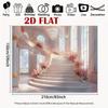 2D Fairytale Pink Staircase Backdrop 2D Flat Print Grand Palace Hall Background for Wedding Events