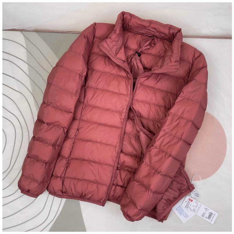 Bílá kachní peřina lehká péřová bunda dámská stojáček krátká lehká módní přenosná bunda, zima