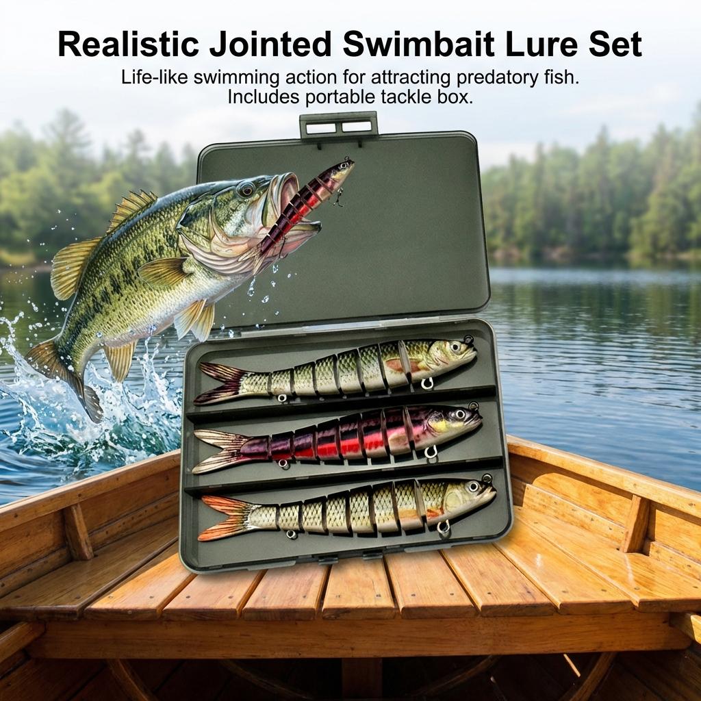 14cm 8-Joint 3-Pack Fishing Lures Set Durable ABS Hard Bait for Freshwater Predator Fishing