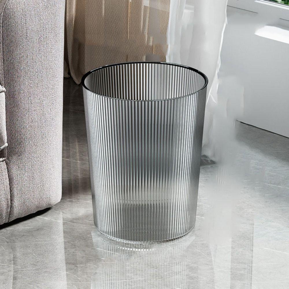 Large Capacity Waste Bin Striped Garbage Container Creative Plastic Trash Can  Kitchen