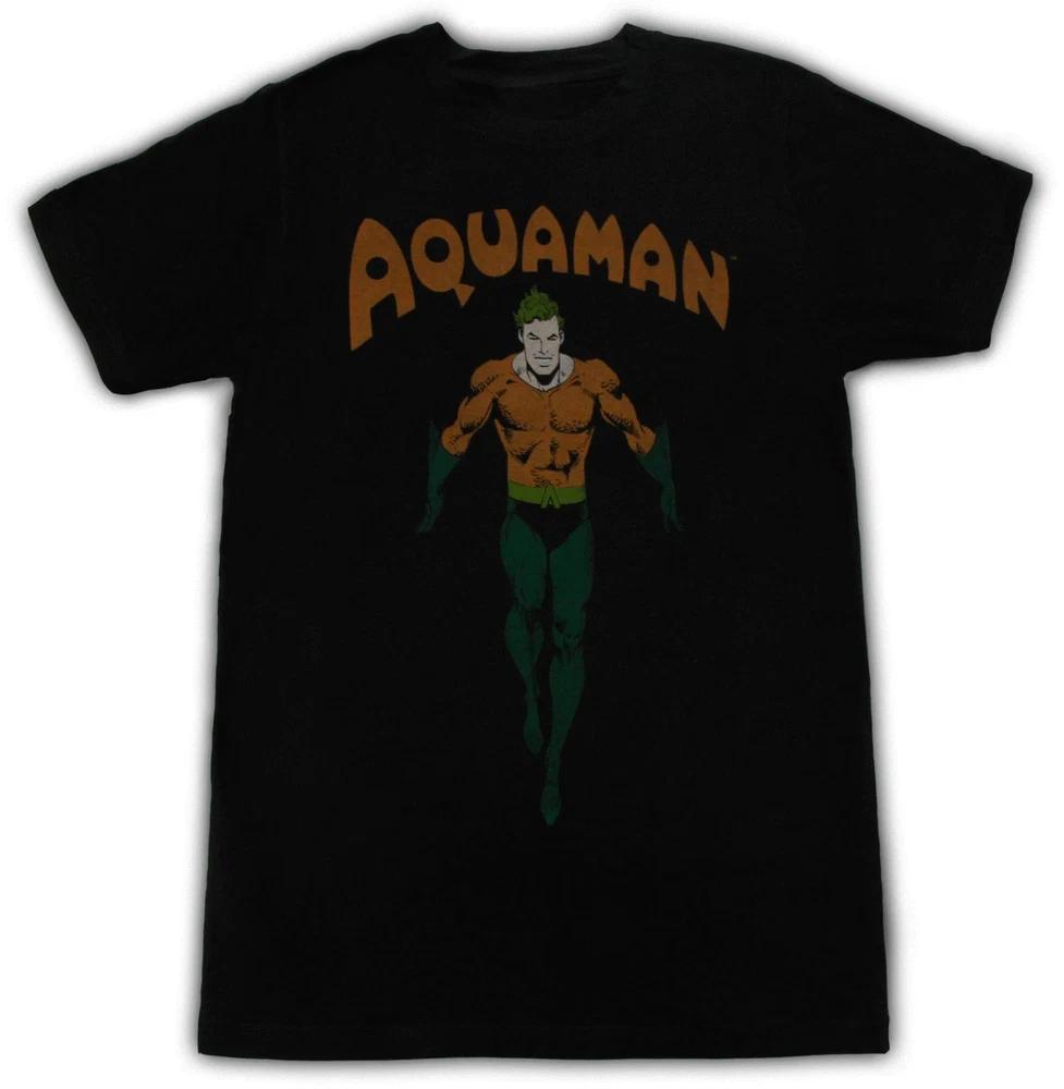 Universe Silver Age Aquaunisex Comic Book Standing Faded Cotton Tshirt S