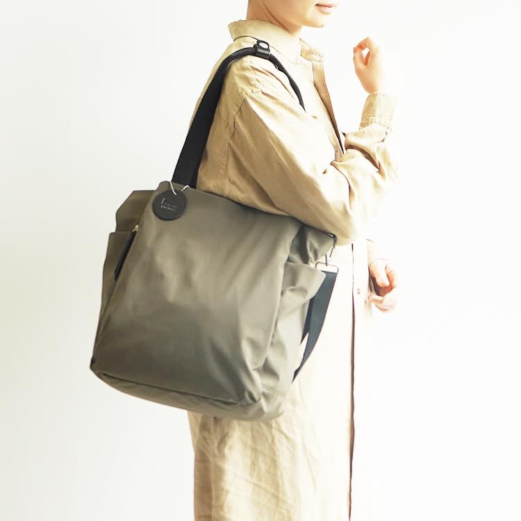 Kanana Project Collection Women's Two-Way Tote Shoulder Bag, Sariru, No. 35922, Khaki Brown, H35 X W30 X D14cm