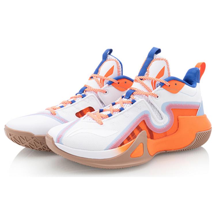 New LINING Storm 2020 Basketball Shoes Men Mid Top Orange ABPQ045-2