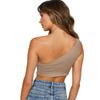 Women's Fashion Threaded Slim Tank Top Sexy One Shoulder Ultra-short Crop Top Hot Girls' Summer Soft Versatile Vest