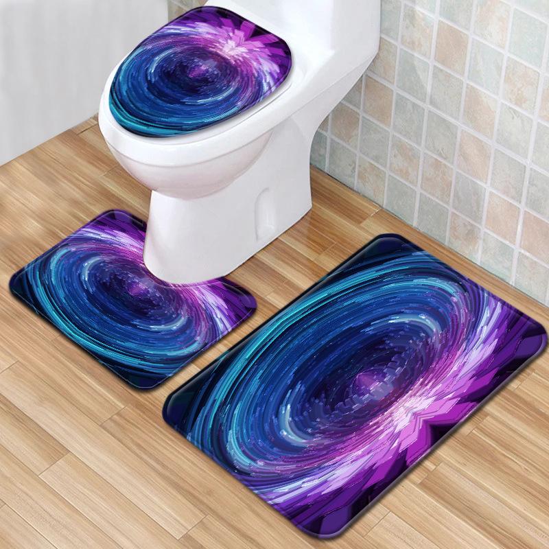 Gradual Change Pattern Toilet Floor Mat Three-Piece Bathroom Three-Piece Carpet Door Mat