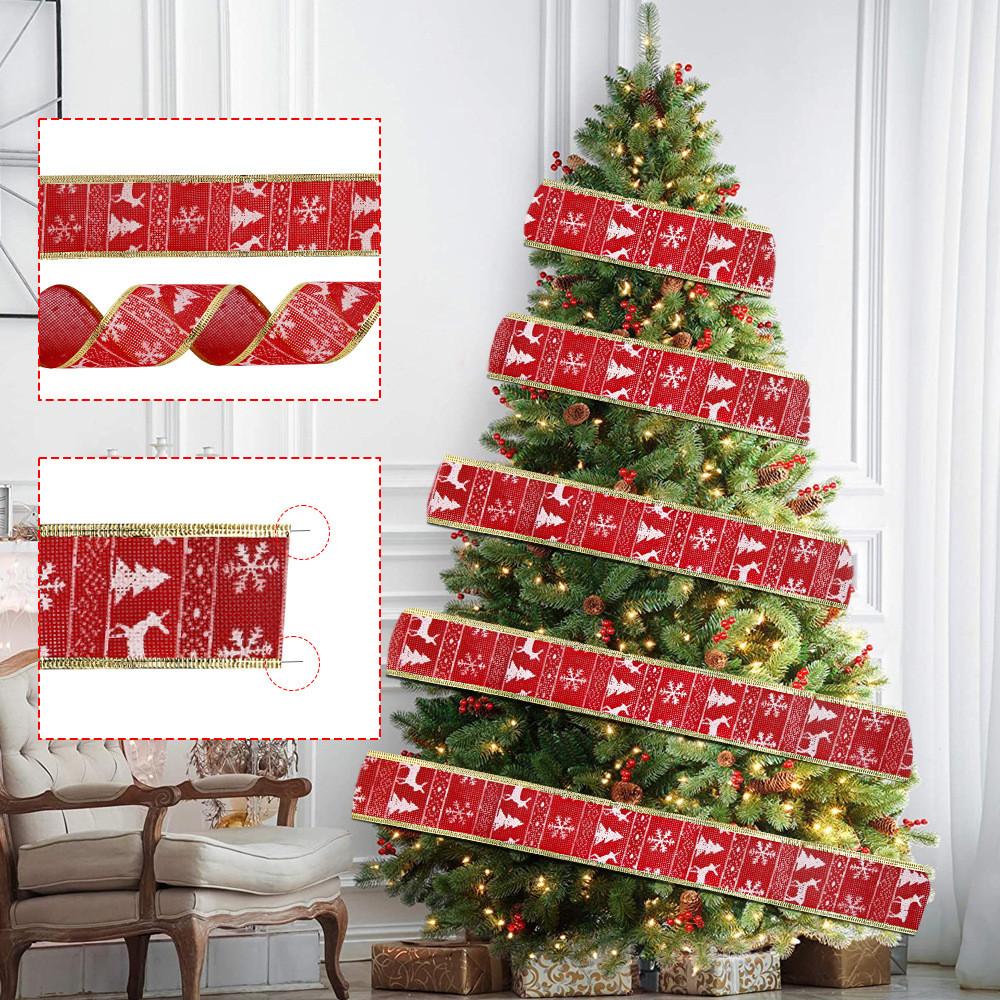 100 Yards Whimsical 5cm Christmas Ribbon With Colorful Prints For Packaging Gift