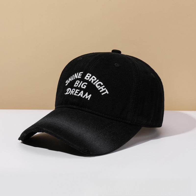 Baseball Cap Retro Washed Letter Embroidery Women'S Spring And Summer Versatile Face Small Soft Top Cap