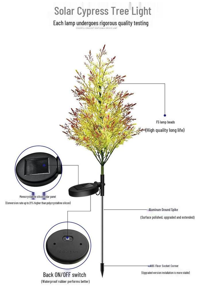 Solar LED Cypress Tree Light for Outdoor Courtyards, Lawns, Balconies, and Gardens