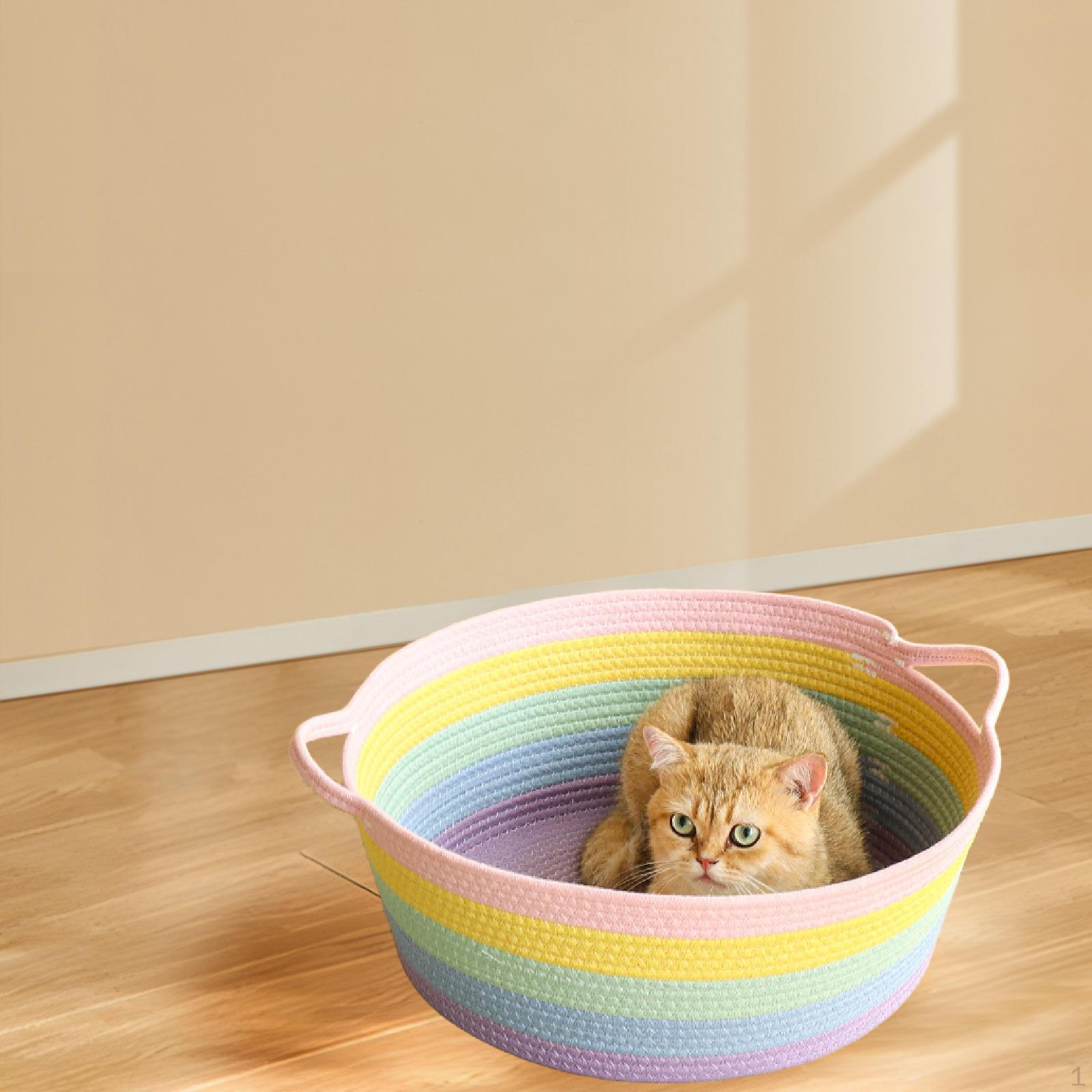 

Корзина-кровать для кошки ручной работы, когтеточка, дышащая, устойчивая к царапинам, декоративный домик для сна, питомец S