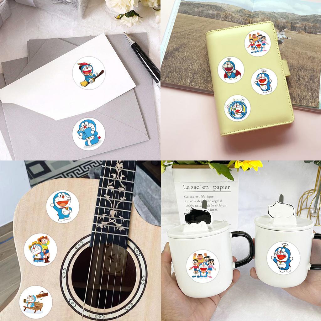 500 Stickers/roll Doraemon Cartoon Roll Paper Children's Creative Hand Tent Decorative Skateboard Tape