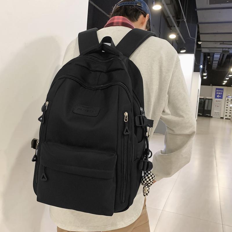 Backpack Female Junior Senior High School Student Schoolbag Solid Color Large Capacity Backpack