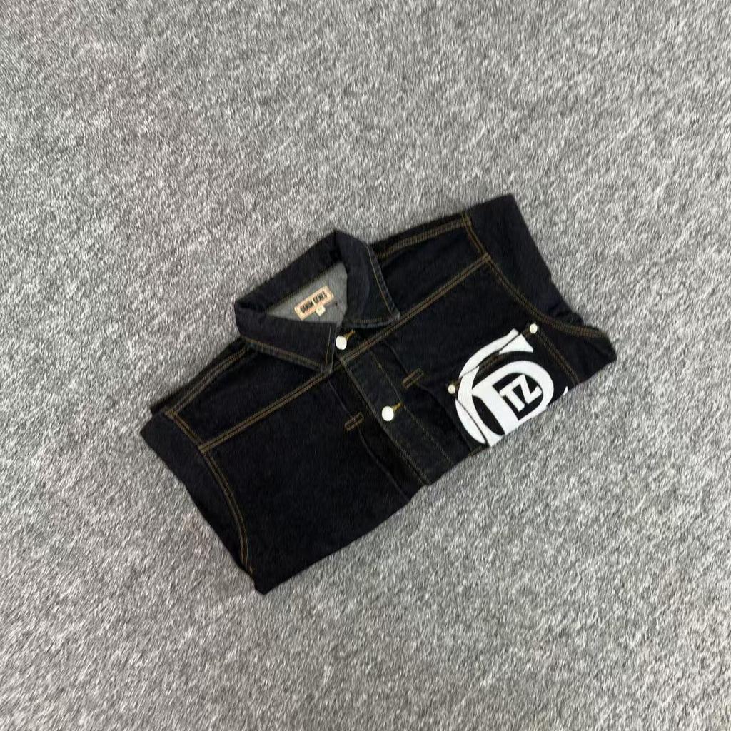 Corteiz Alcatraz Unisex Retro Denim Jacket – Loose, Casual, Trendy Top