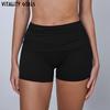 Vitality Girls Flip Waist Folding Yoga Shorts Slim Fitted Waist Exercise Shorts Female Training Quick-Drying Breathable