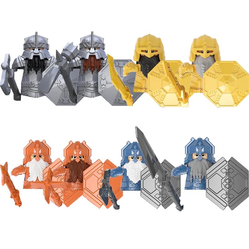 MOC Středověké Vojenské Stavební Kostky Elfský Bojovník Ork Rohan Gondor Rytíř Sada Postav Zvířecí Armáda Zbraň Luk Kuše Hračka