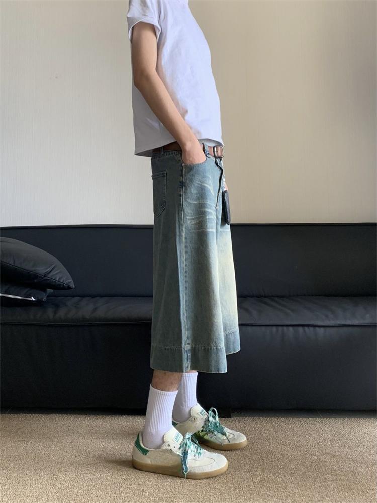 Women Vintage Water Washing Cropped Fashion Jeans Summer New Street Style Thin Denim Shorts Casual Female Knee Length Pants