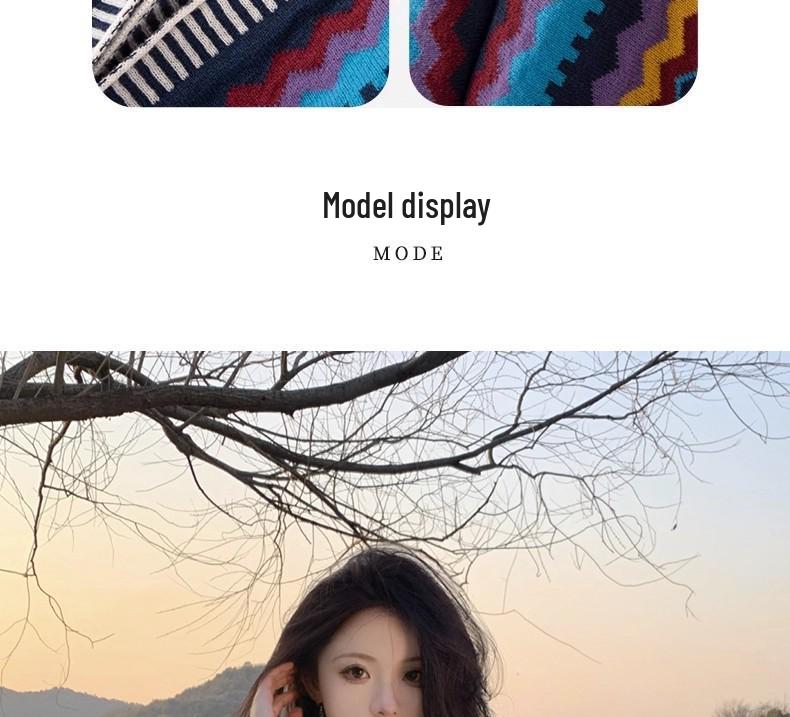 Manufacturer's New Ethnic Style Ruffled Knit Shawl: Xinjiang Stripe, Sichuan-West Travel, Thick and Warm