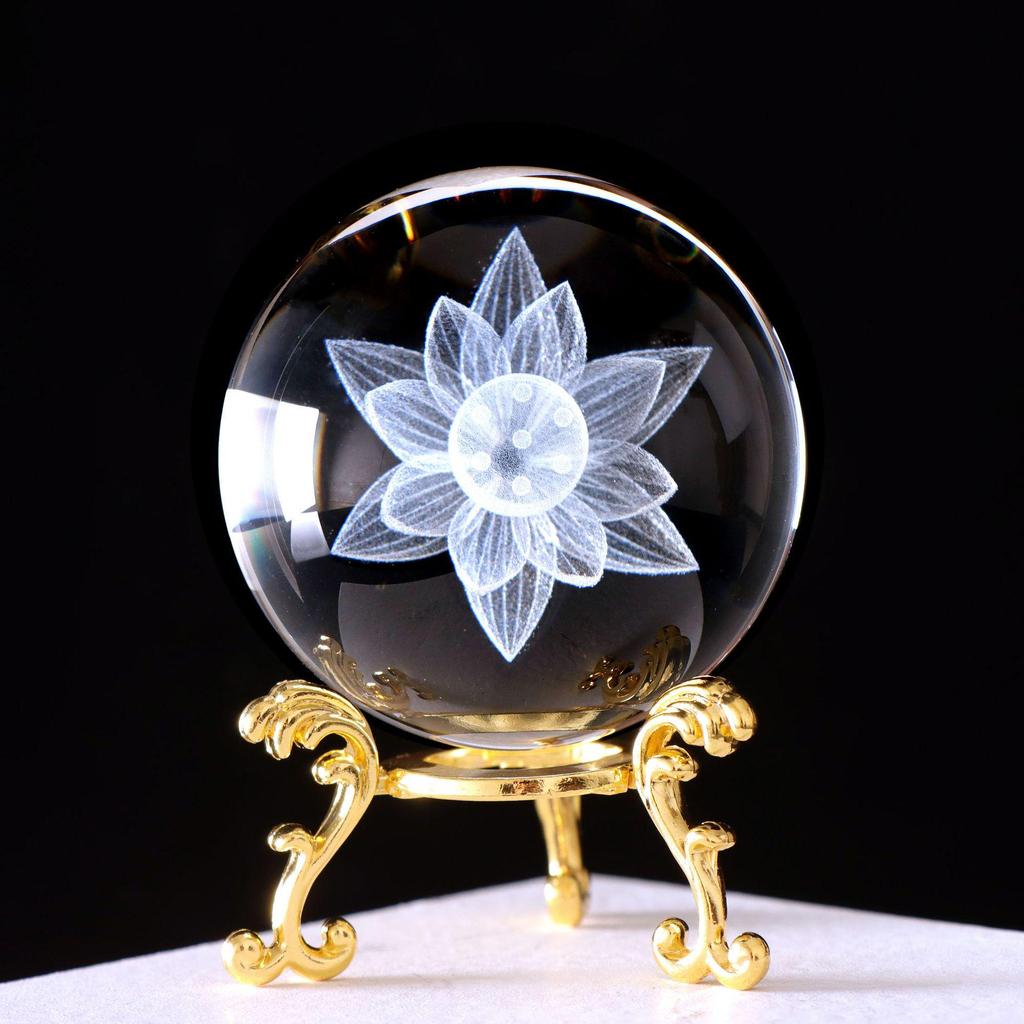 3D Laser-Engraved Crystal Ball: Galaxy Rose & Little Prince Gift