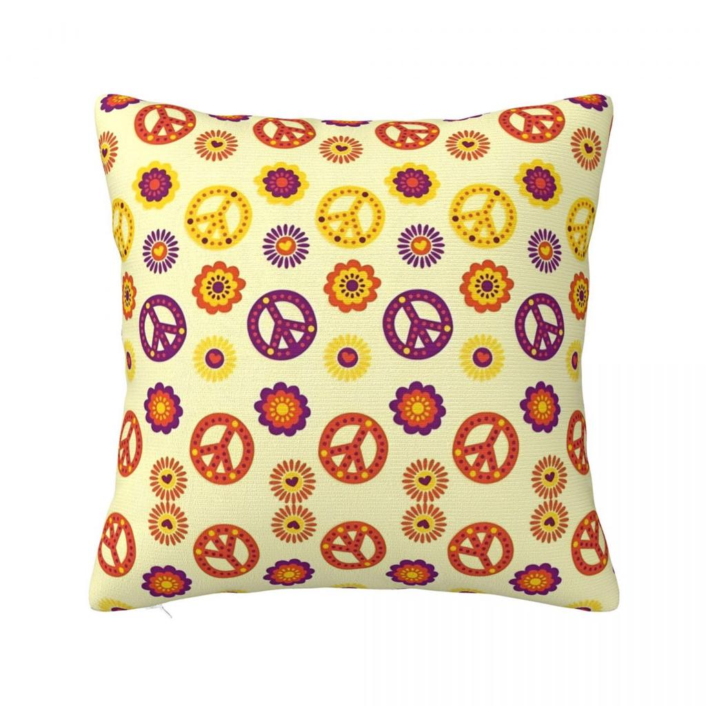 Frieden Blume Liebe Muster Kissenbezug Polyester Kissenhülle Dekorativ Geheimnisvoll Kissenbezug Abdeckung Zuhause Reißverschluss 4040cm