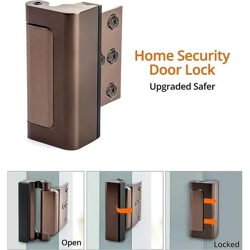 Home Security Door Reinforcement Lock - Safety Bedroom Door Lock Withstand 800 Lbs, Kids Safety Deadbolt Lock