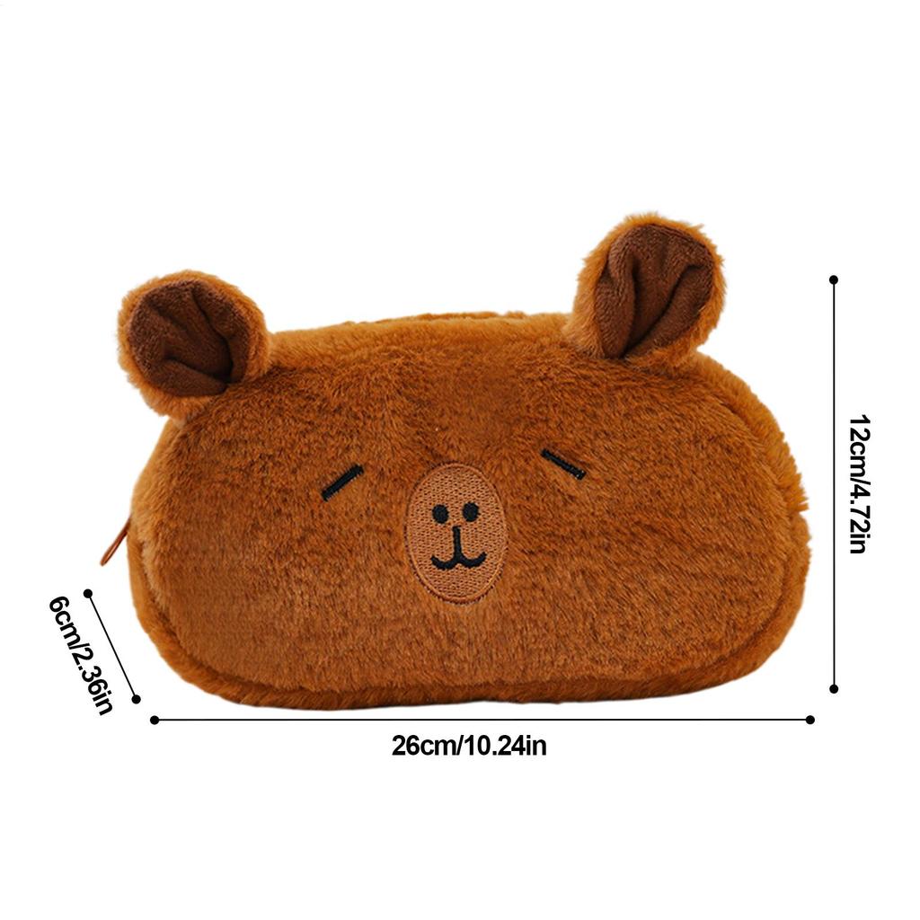 Bleistiftmäppchen Capybara Stiftbox mit Reißverschluss Plüsch-Bleistiftbox für Kinder Studenten Schulsachen Schreibwarenaufbewahrung College