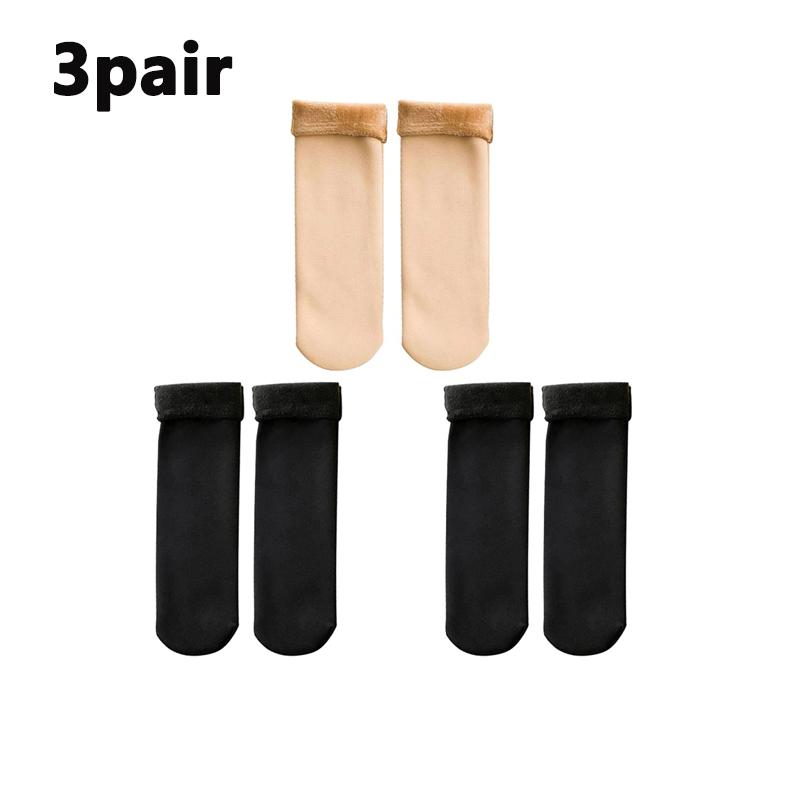 Winter Warm Solid Women Socks Thicken Thermal Socks Wool Cashmere Black Skin Seamless Snow Sock Velvet Unisex Socks