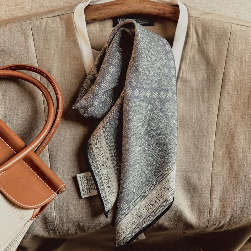 Paisley Classic 65cm Silk Wool Silk Scarf Double Sided Scarf Women s Premium Cold Protection Neck Square Scarf 65*65cm
