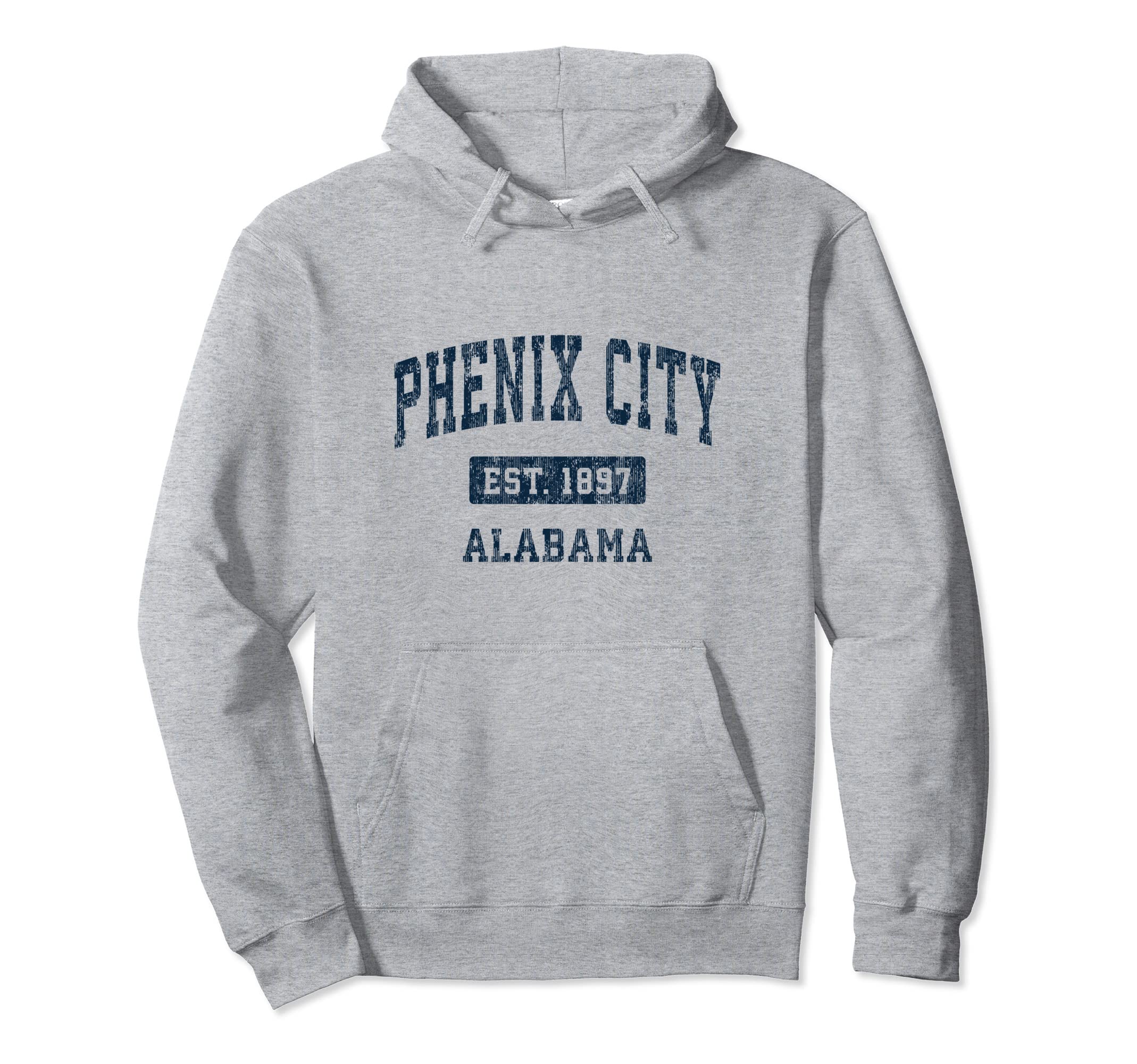 

Phenix City Alabama AL Vintage Sport Design Navy Hoodie серый