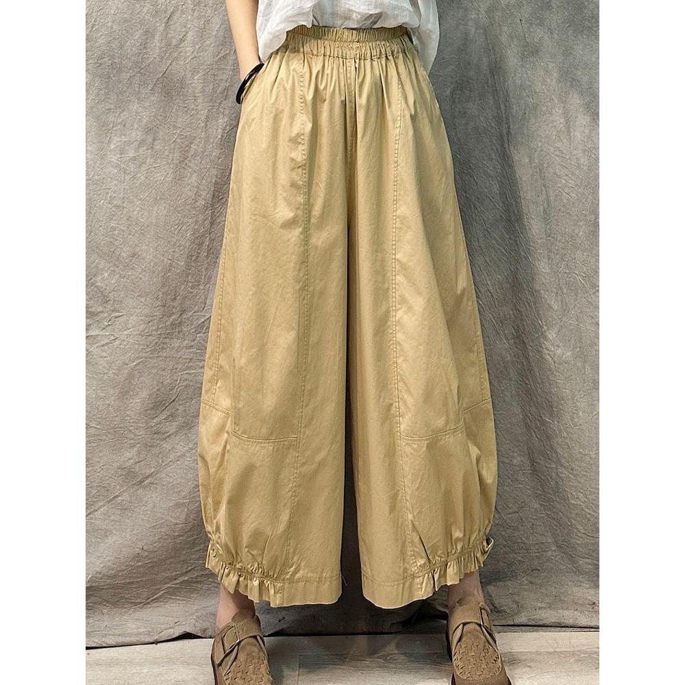 

Оригинальные ретро брюки с высокой талией, прямые, ниспадающие, широкие, для женщин, новые, весенне-летние, свободные, большого размера, длиной до щиколотки, повседневные L хаки