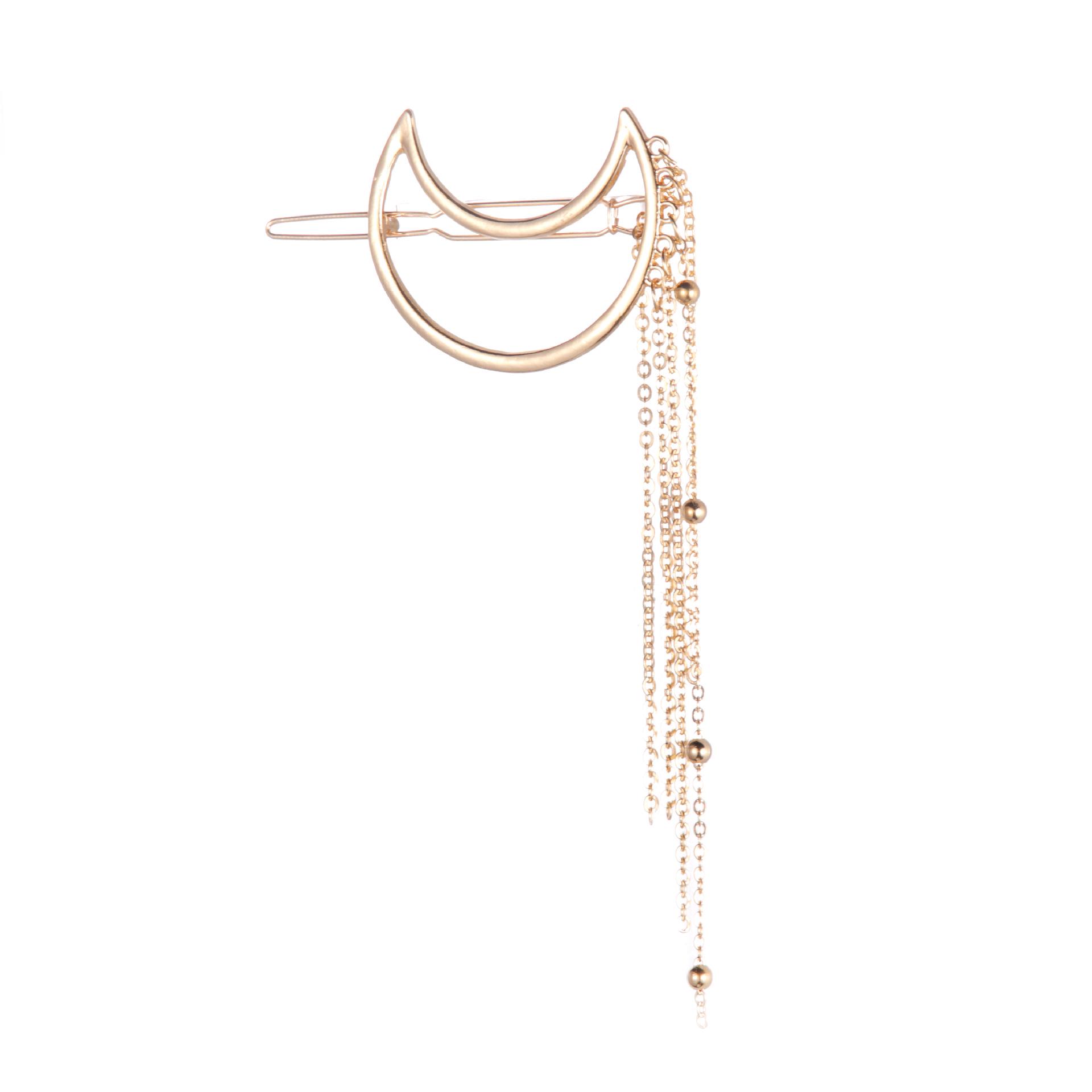 European  American Fashion Tassel Moon Star Hair Clip