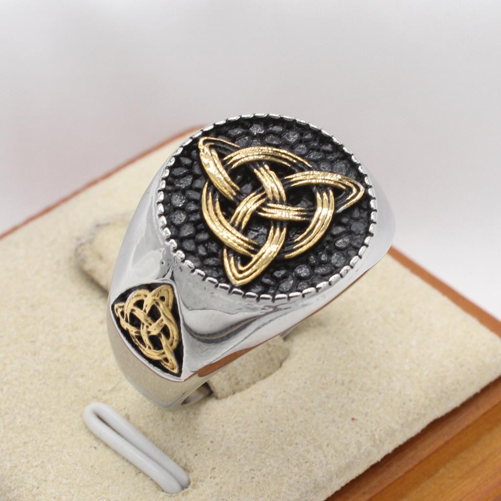 2026 Jewelry European and American Personalized Retro Viking Triangle Men's Jewelry Ring