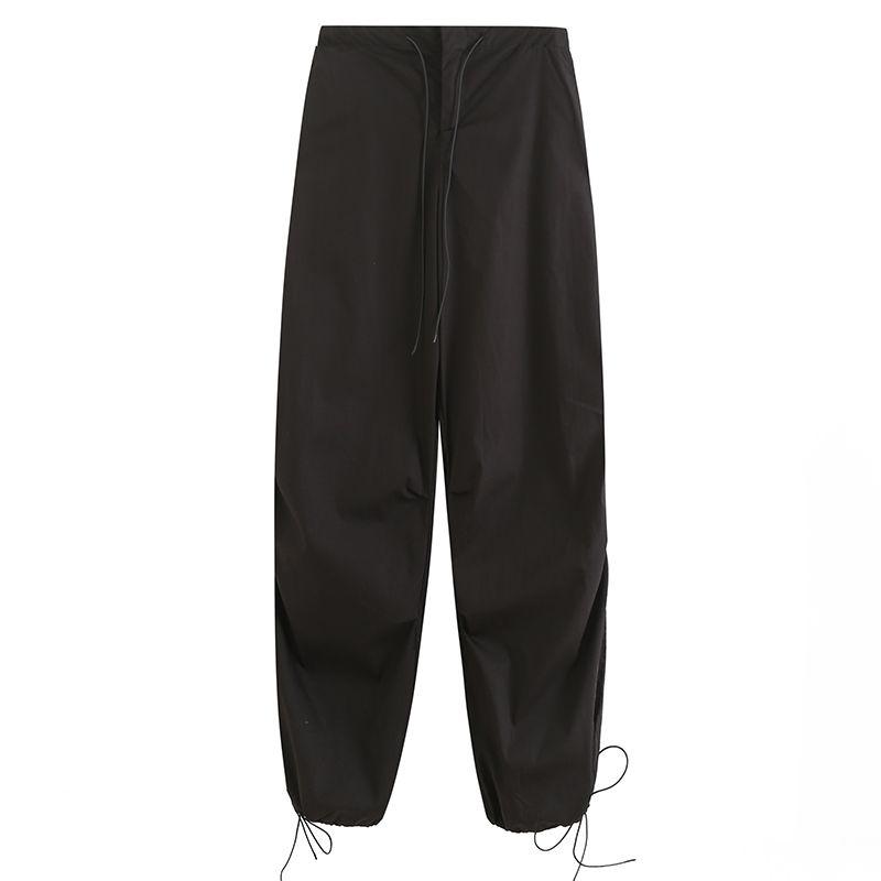 Kaslead Fashion Style Elastic Waistband Lace-up Casual Pants