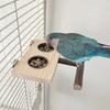 Wood Bird Standing Perch Birdcage Feeder Bowl Parrots Cage Entertainment Parrots Stand Perch Food Water Feeding Bowl