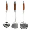 New Chinese Style Stainless Steel Kitchenware Set: Wooden Handle Spatula, Ladle, Colander, Spoon, and Pot Spoon - Anti-Scald Design