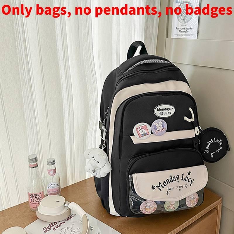 Cute Contrasting Color Backpack With Large Capacity And Letter Design Print
