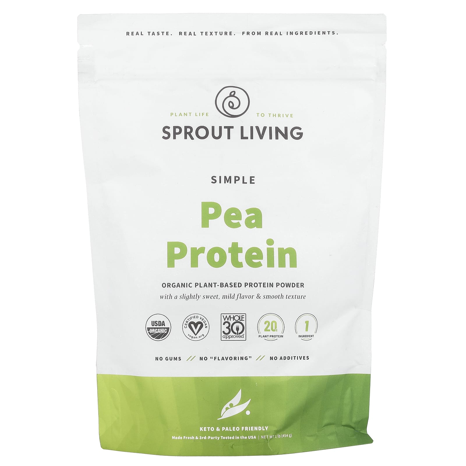 

Sprout Living, Simple, Organic Pea Protein, Unflavored, 1 lb (454 g)
