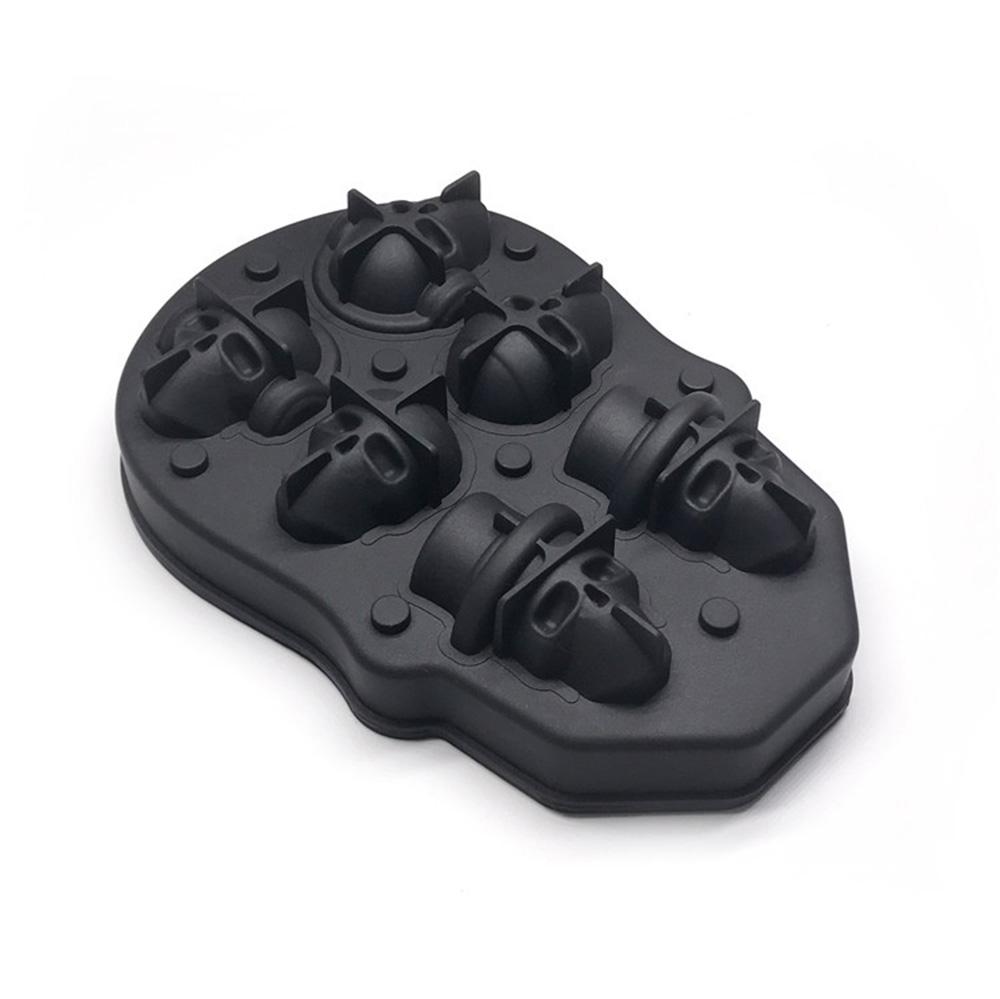 Lebka Tácky na ledové kostky Silikonová 3D DIY forma pro domácí kuchyni Černá měkká