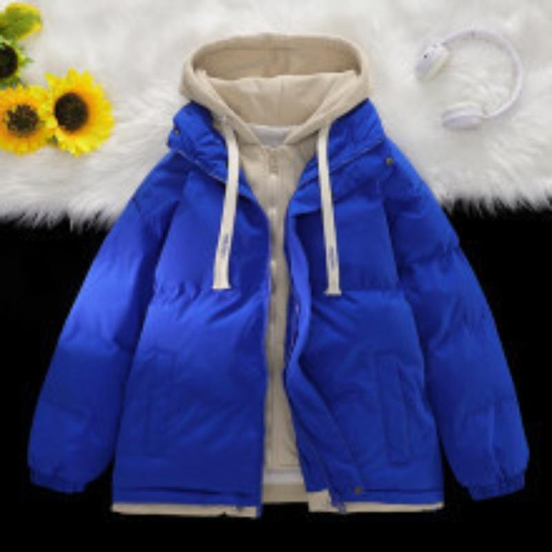 Winter New Fake Two-piece Hooded Cotton-padded Jacket Men's Short Loose Thickened Cotton-padded Jacket Winter Bread-padded Jacket