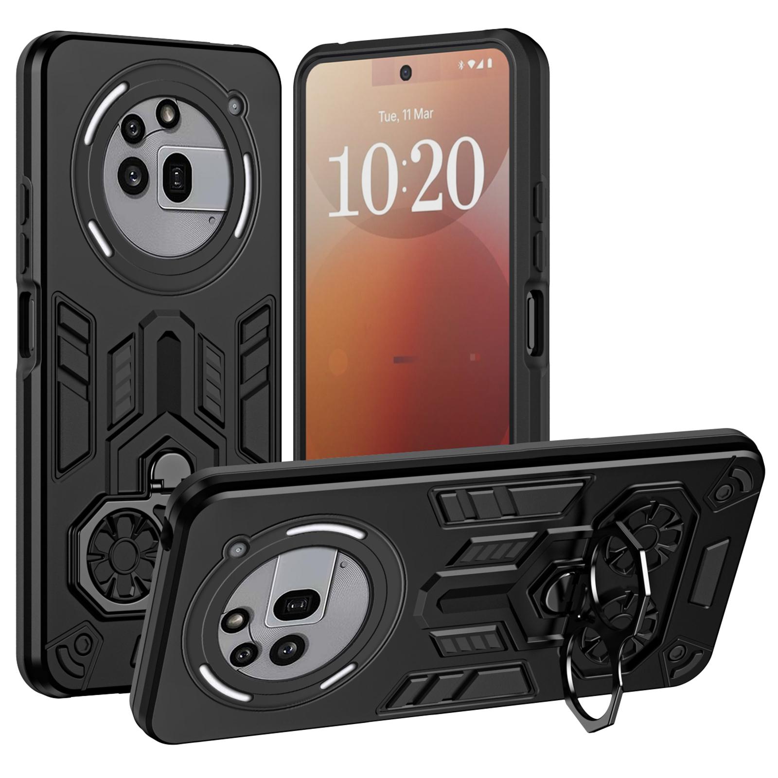 

For Nothing Phone (3a) Pro Case Ring Holder Kickstand PC+TPU Shockproof Phone Cover