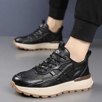 Spring Men's Sports Style Casual Leather Shoes Men's Versatile Fashion Trendy Shoes Platform Men's Trend Board Shoes