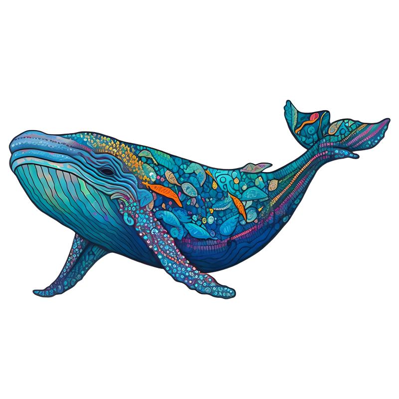 Whale 3d Jigsaw Wooden Animal Puzzles Toys Underwater World Fish Unique Puzzle Gift Interactive Games Educational Toy