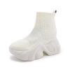 European Medium Tube Socks Women's 2025 Spring and Autumn New Trendy Flying Woven Shoes Versatile Thick-soled Casual High-top Shoes Inner Height-in