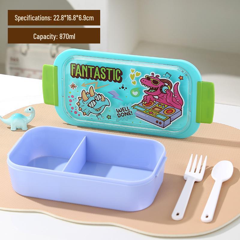 Cartoon Student Lunch Bento Box - Large Capacity, Microwaveable with Divider and Buckle