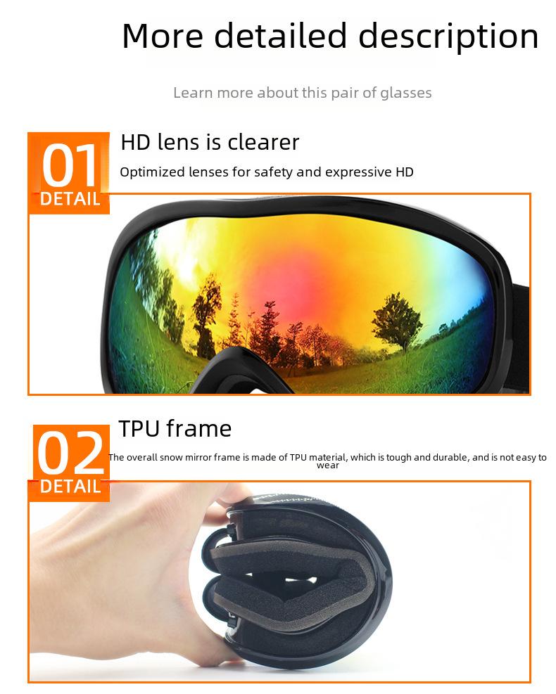 HD Double-Layer Anti-Fog Ski Goggles with Myopia Support – Breathable & Windproof Eye Protection Gear